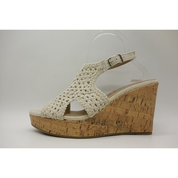 Mudd Beige Woven Casual Buckle Platform Wedge Heel Sandals Shoes Women's 10 M - Picture 5 of 11